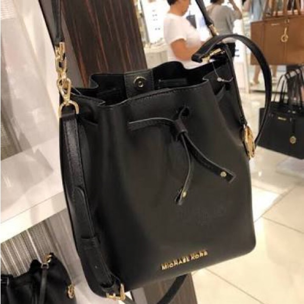 Michael Kors Black Leather Bucket Bag